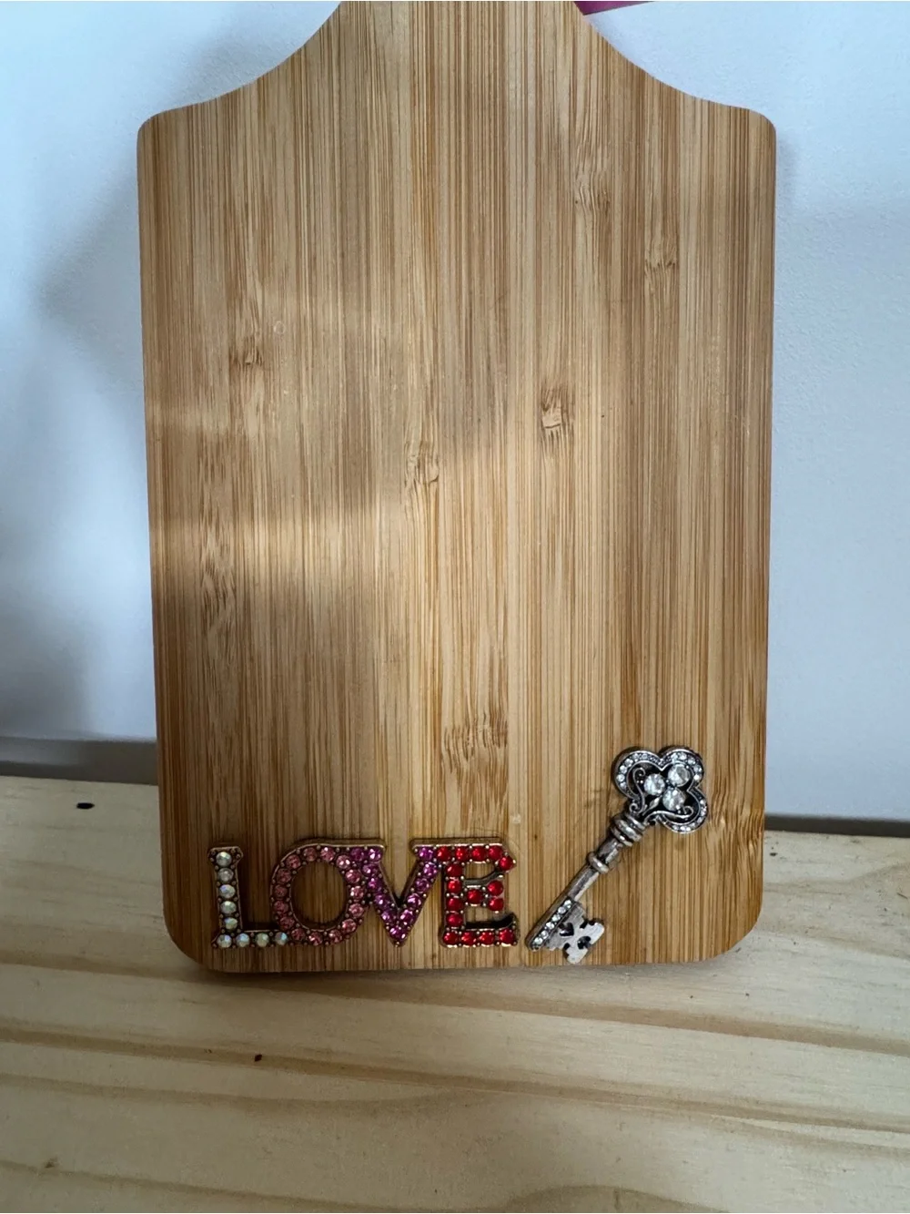 Wooden Kitchen Accent with Pink and Red LOVE Embellishment